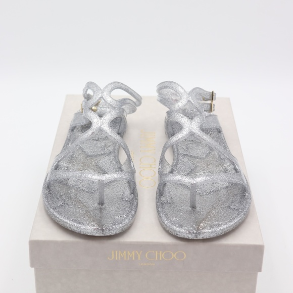 Jimmy Choo Lance Metallic Glitter Jelly Sandals - Picture 2 of 8